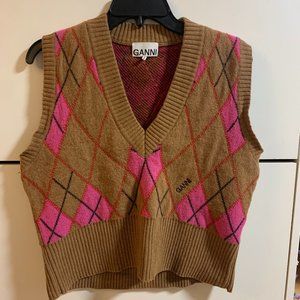 Ganni Harlequin Knit Sweater Vest